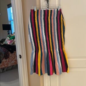 J. Crew Black and Red Trumpet Skirt Knee-Length Resort Wear